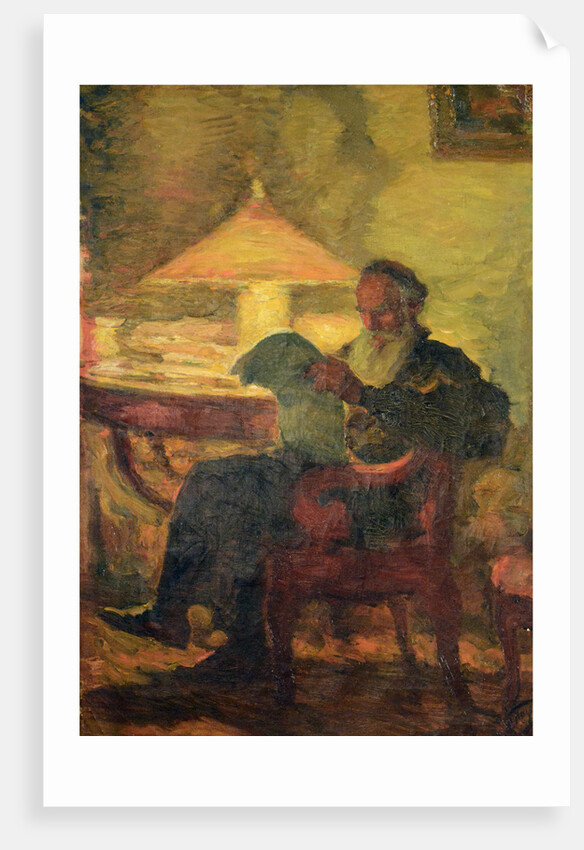 Leo Tolstoy reading by Anonymous