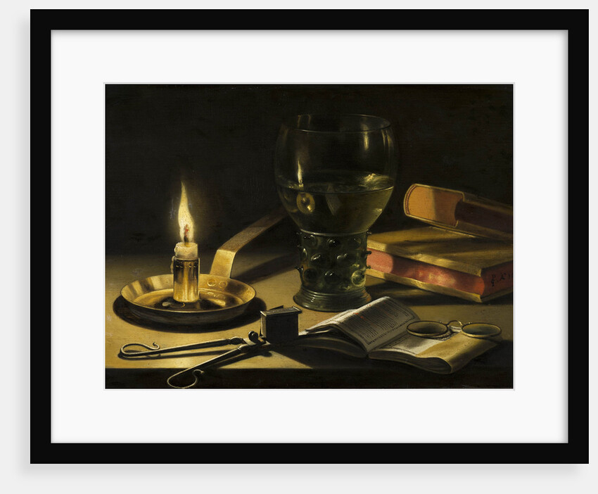 Still Life with a Lighted Candle by Anonymous