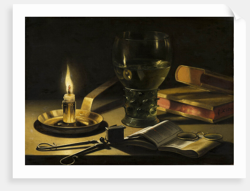 Still Life with a Lighted Candle by Anonymous
