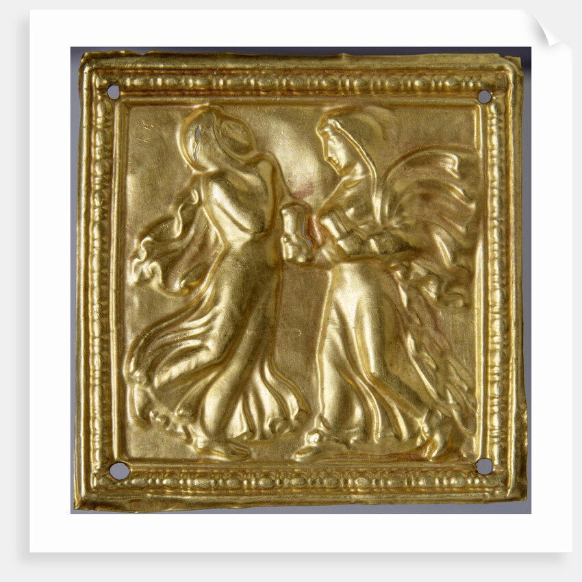 Square plaque with dancers by Anonymous