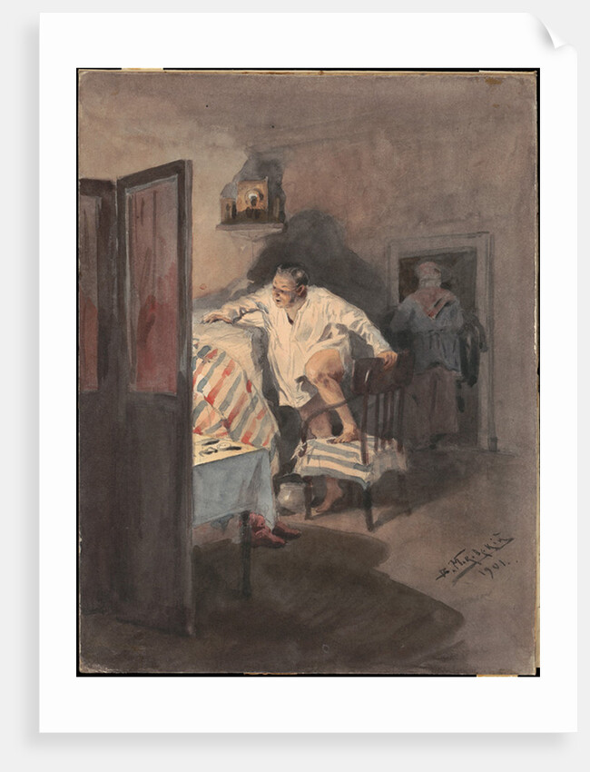 Chichikov at the house of Korobochka. Illustration for the novel Dead Souls by N. Gogol by Anonymous