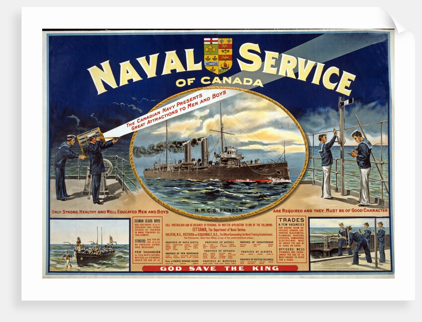WWI Recruitment Poster for the Naval Service of Canada, 1915 by Anonymous