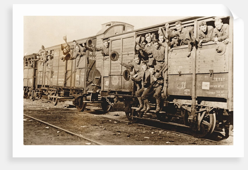 American troops on a train in France, c. 1917 by Anonymous