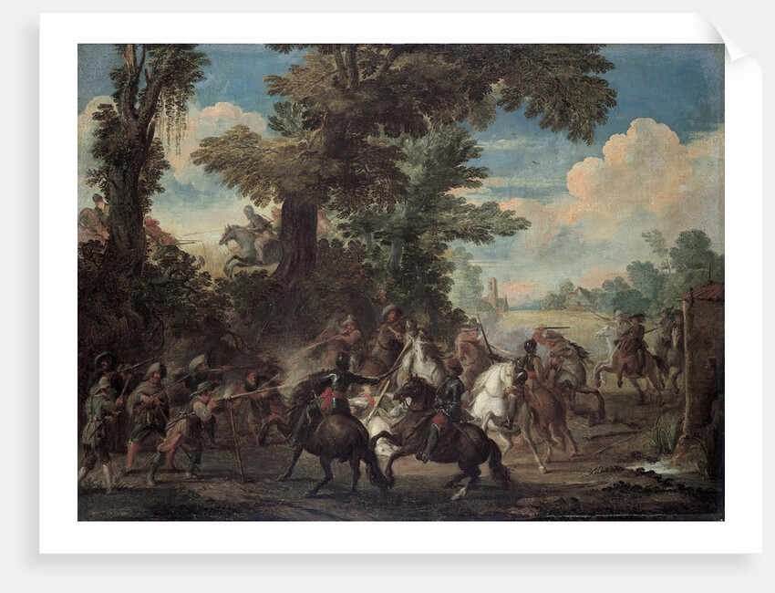 The Fight between Arquebusiers and cavalry by Anonymous