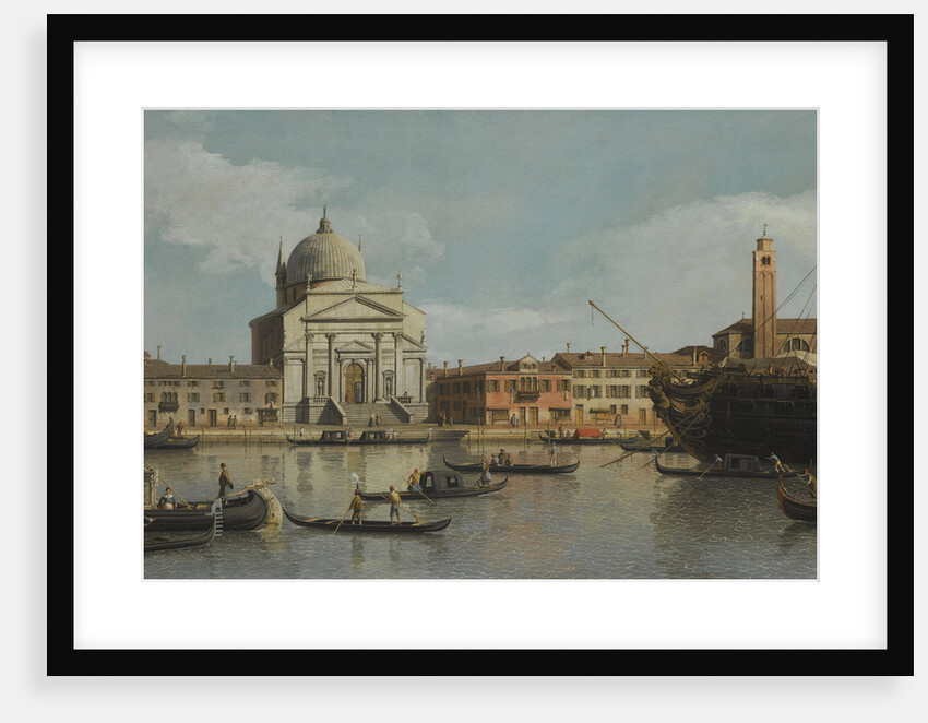 Venice, a view of the Churches of the Redentore and San Giacomo, with a moored Man-of-war, gondolas by Anonymous
