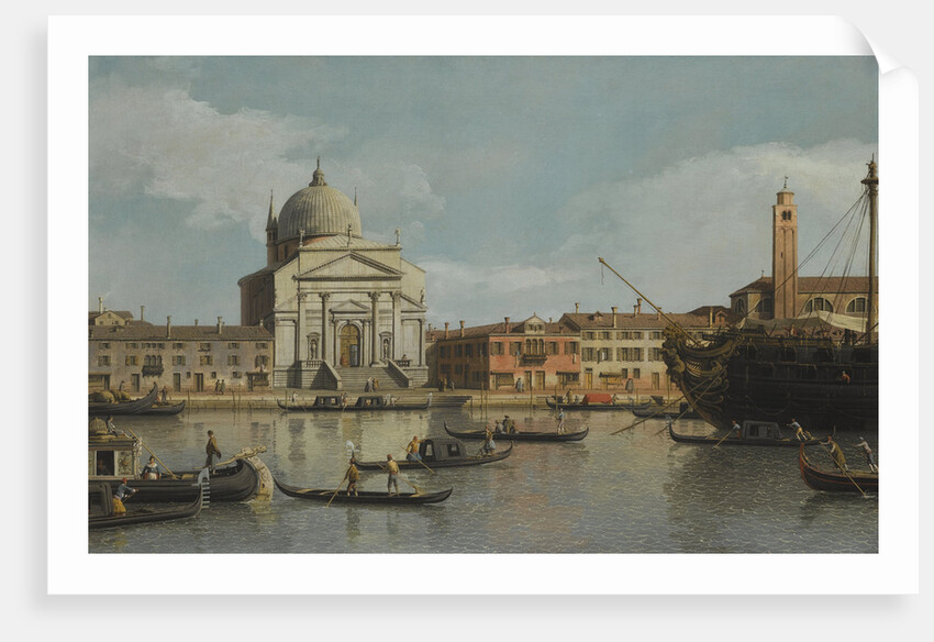 Venice, a view of the Churches of the Redentore and San Giacomo, with a moored Man-of-war, gondolas by Anonymous