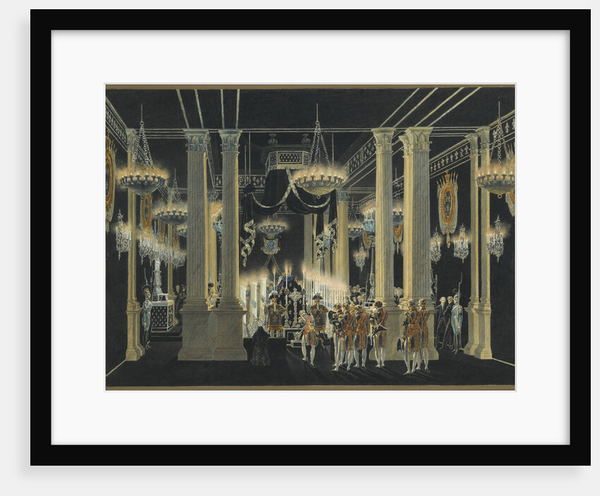 Chapelle Ardente of Charles Ferdinand dArtois, Duke of Berry in Louvre, February 1820 by Anonymous