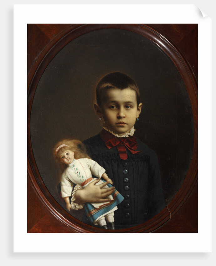 Portrait of a Girl With Doll In Her Hand by Anonymous