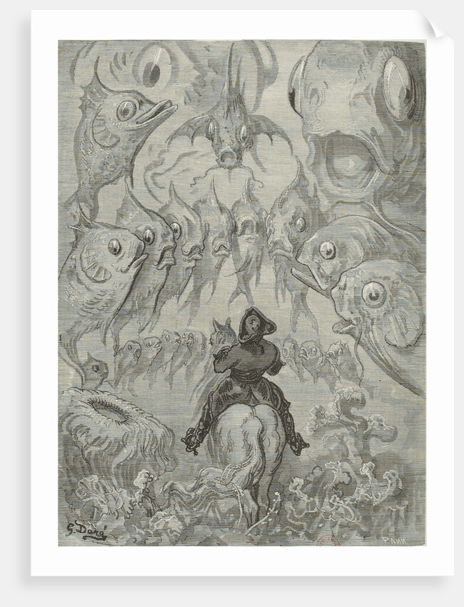 Illustration to the book The Surprising Adventures of Baron Münchhausen by Rudolph Erich Raspe by Anonymous