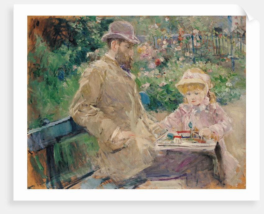 Eugène Manet and His Daughter in the Garden at Bougival by Anonymous
