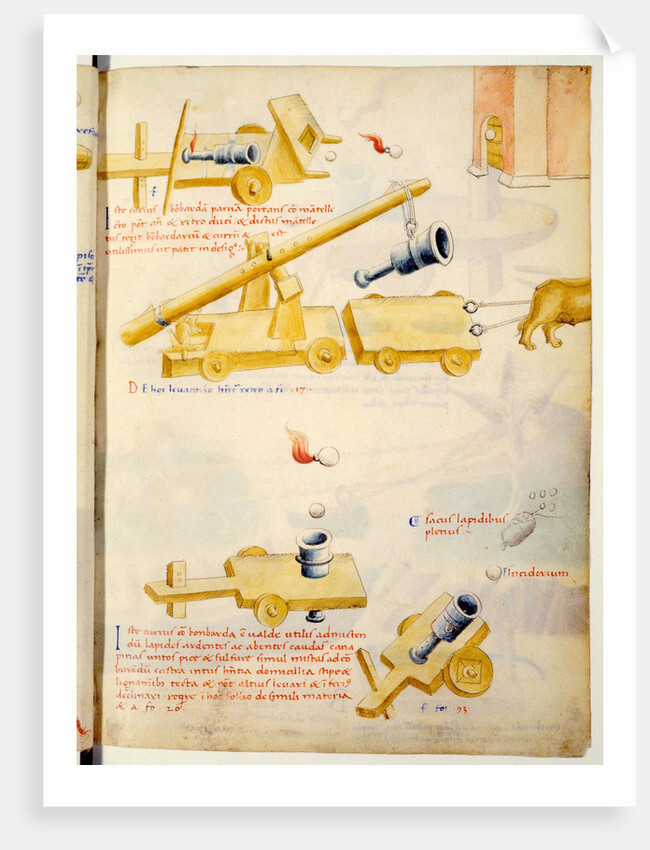 A firearm. Illustration from De rebus militaribus, De machinis by Mariano Taccola by Anonymous