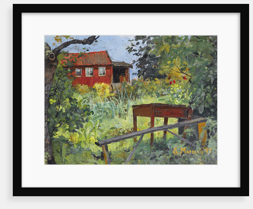 Garden with Red House by Anonymous
