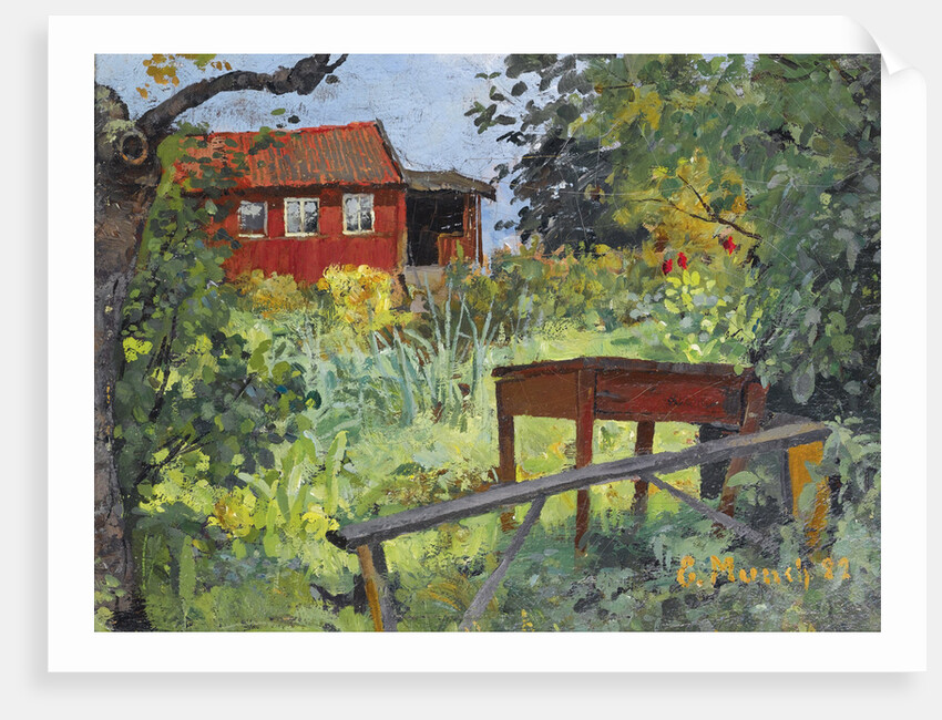 Garden with Red House by Anonymous