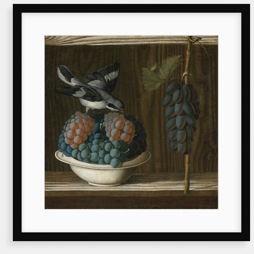 Still Life with Grapes and a gray shrike (Allegory of Painting) by Anonymous