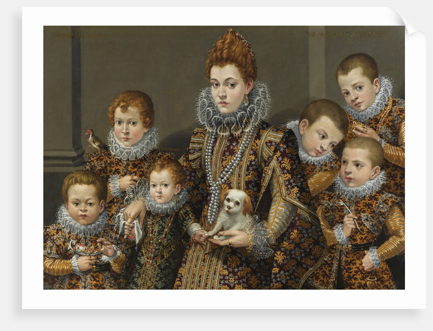 Portrait of Bianca degli Utili Maselli with her six children by Anonymous
