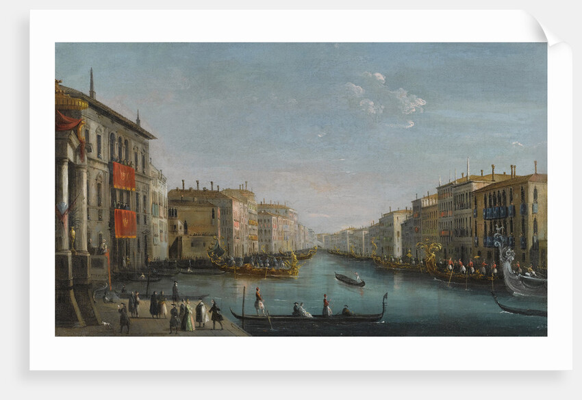 View of the Grand Canal from the Palazzo Balbi looking toward the Rialto Bridge with a Regatta by Anonymous