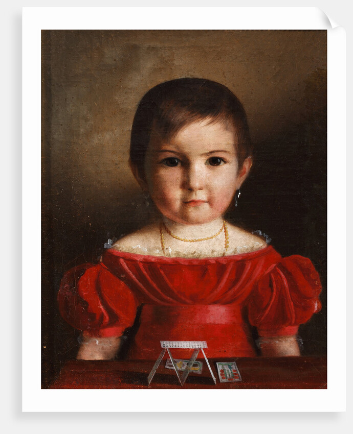 Portrait of Maria Kozhina with a house of cards by Anonymous