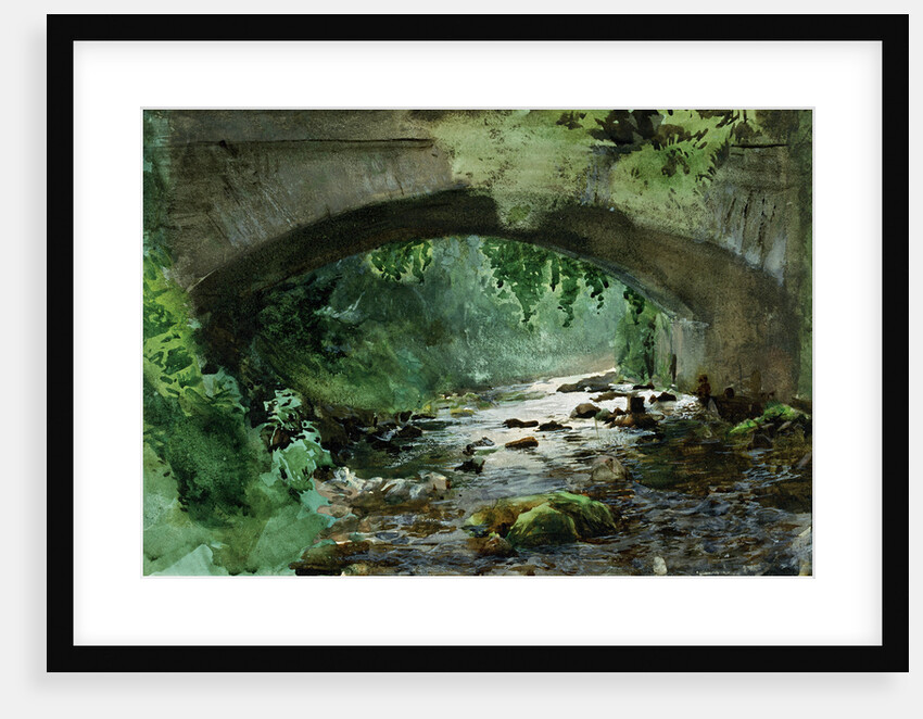 River under Old Stone Bridge by Anonymous