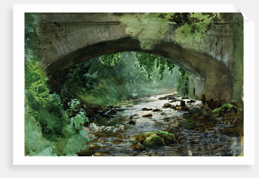 River under Old Stone Bridge by Anonymous