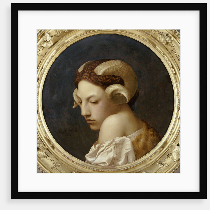 Female head crowned with ram horns by Anonymous