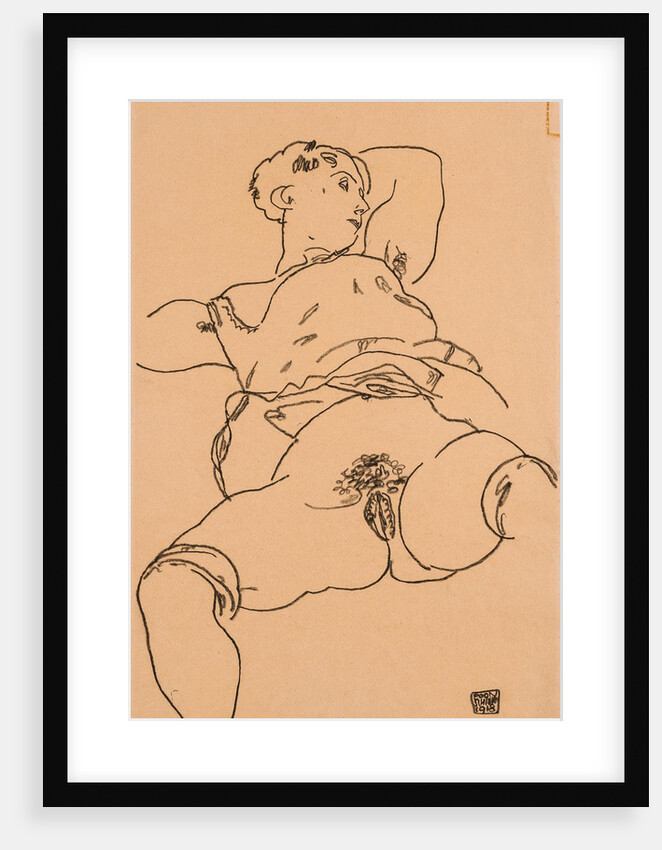 Reclining woman with raised chemise by Anonymous