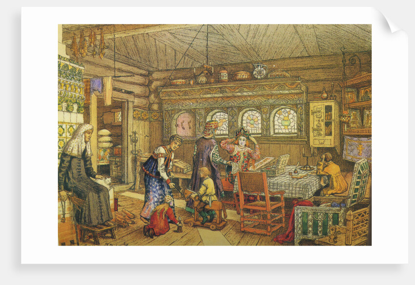 Gornitsa (living chamber) in an Old Russian House of the 16th-17th century by Anonymous