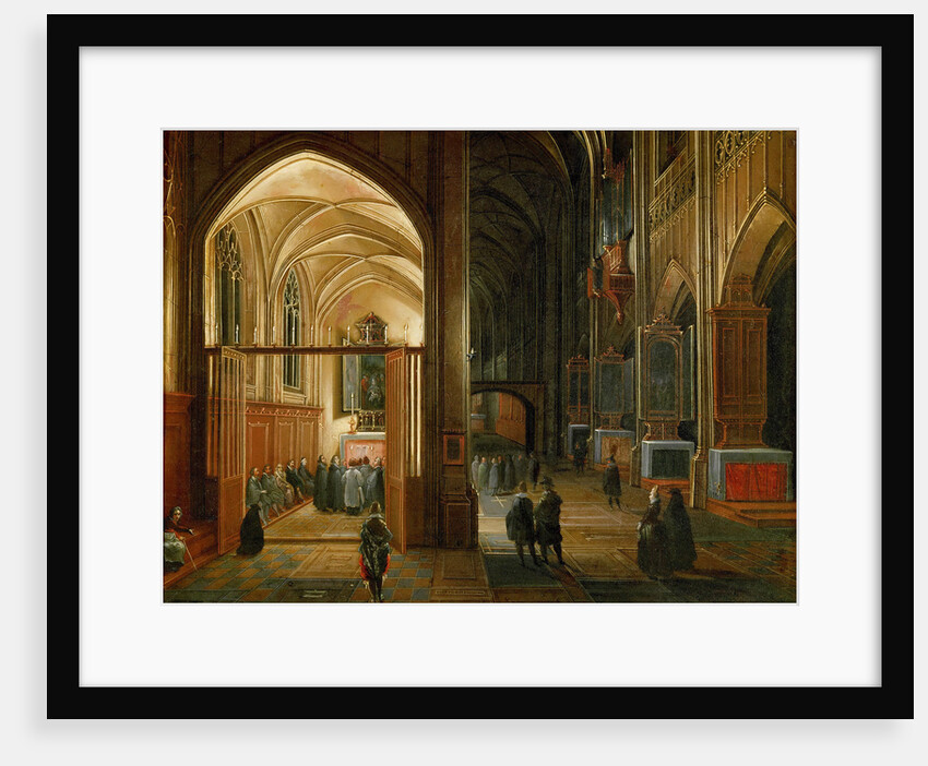 Evening service in a Gothic church by Anonymous