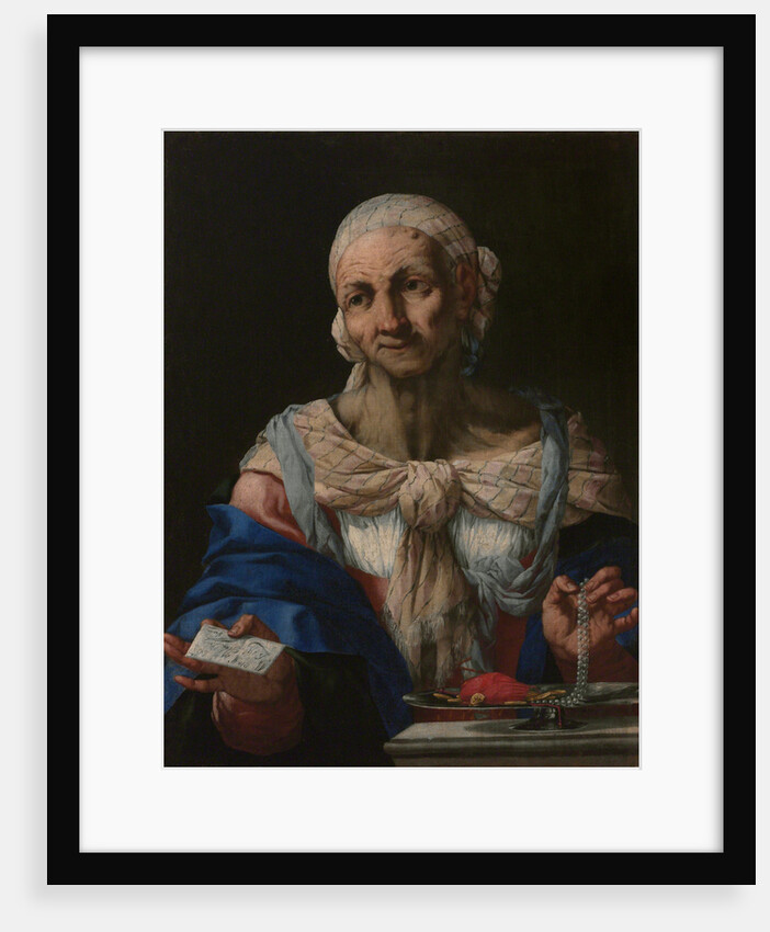 Old Woman with a Pearl Necklace and Letter (Vanitas), ca 1663 by Anonymous