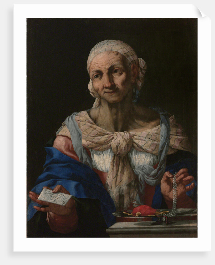 Old Woman with a Pearl Necklace and Letter (Vanitas), ca 1663 by Anonymous