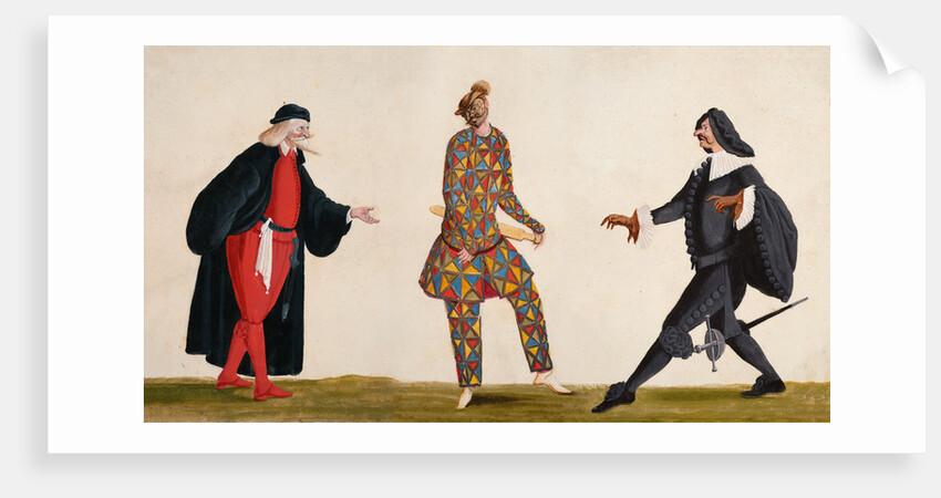 Pantalone, Arlecchino, Capitano, c. 1680 by Anonymous