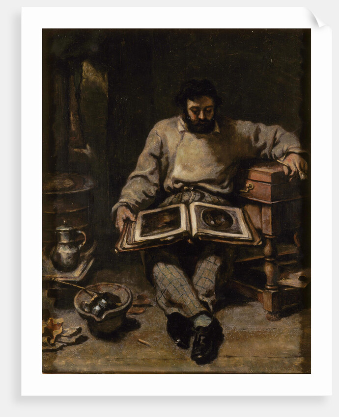 Marc Trapadoux Examining a Book of Prints, ca 1848 by Anonymous