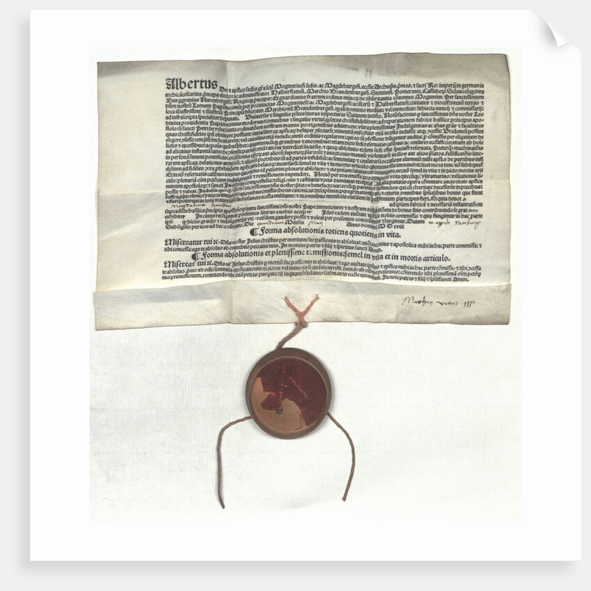 Letter of indulgence offered by Albert, archbishop of Mainz, on the authority of Pope Leo X, 1517 by Anonymous