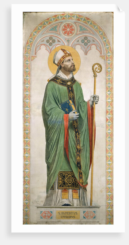Saint Rupert of Salzburg. Cardboard for the windows of the Chapel of St. Ferdinand, 1842 by Anonymous