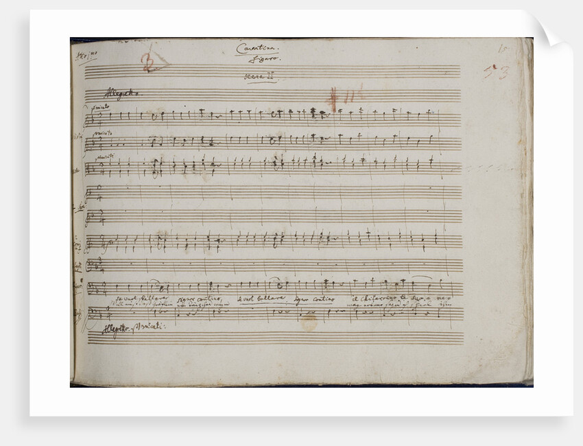 The autograph manuscript: Le nozze di Figaro, Opera buffa in four acts, 1785 by Anonymous