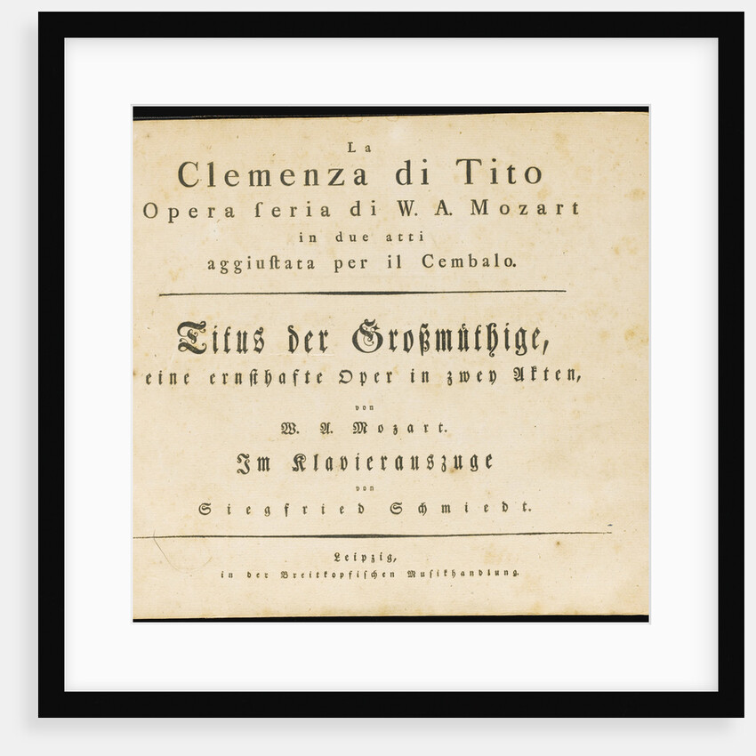La clemenza di Tito. The first edition of the vocal score, 1795 by Anonymous