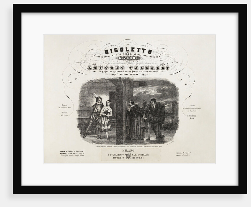 Cover of the first edition of the vocal score of opera Rigoletto by Giuseppe Verdi, 1852 by Anonymous