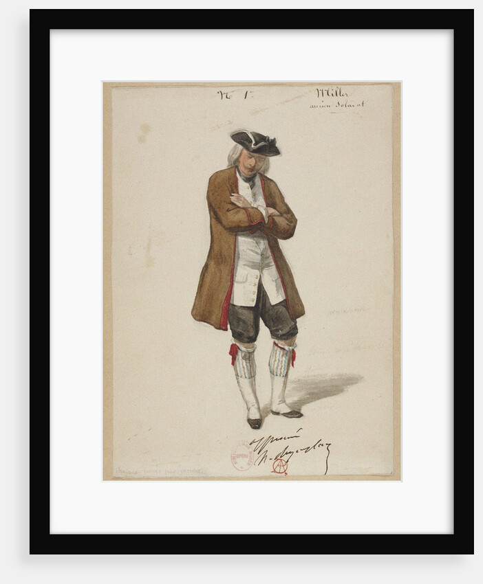 Costume design for the opera Louise Miller by Giuseppe Verdi, Paris Opéra, 02.02.1853, 1853 by Anonymous