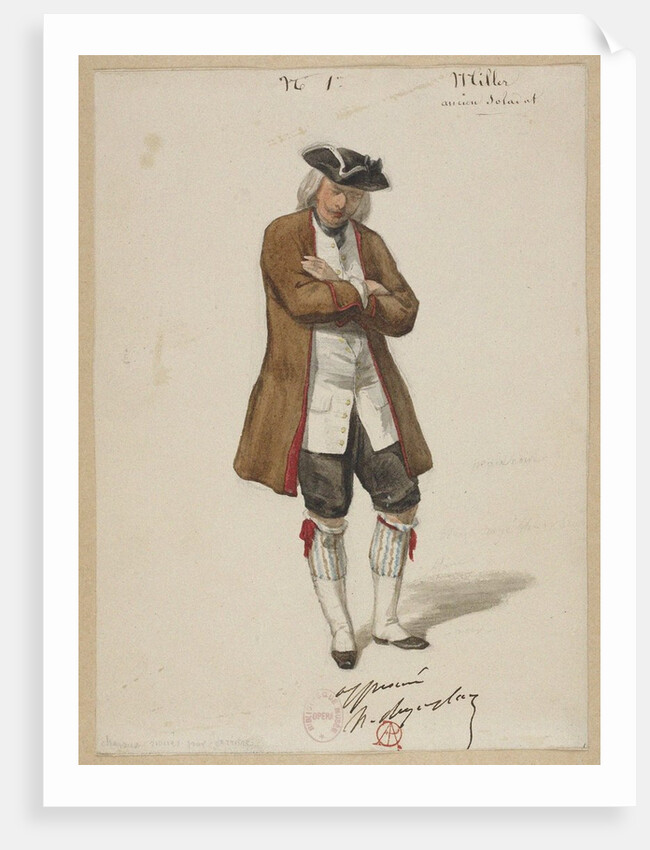 Costume design for the opera Louise Miller by Giuseppe Verdi, Paris Opéra, 02.02.1853, 1853 by Anonymous