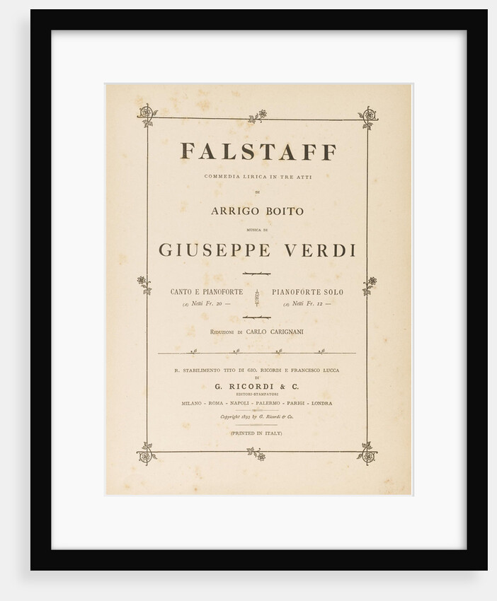 Opera Falstaff: first edition of the original version, 1893 by Anonymous