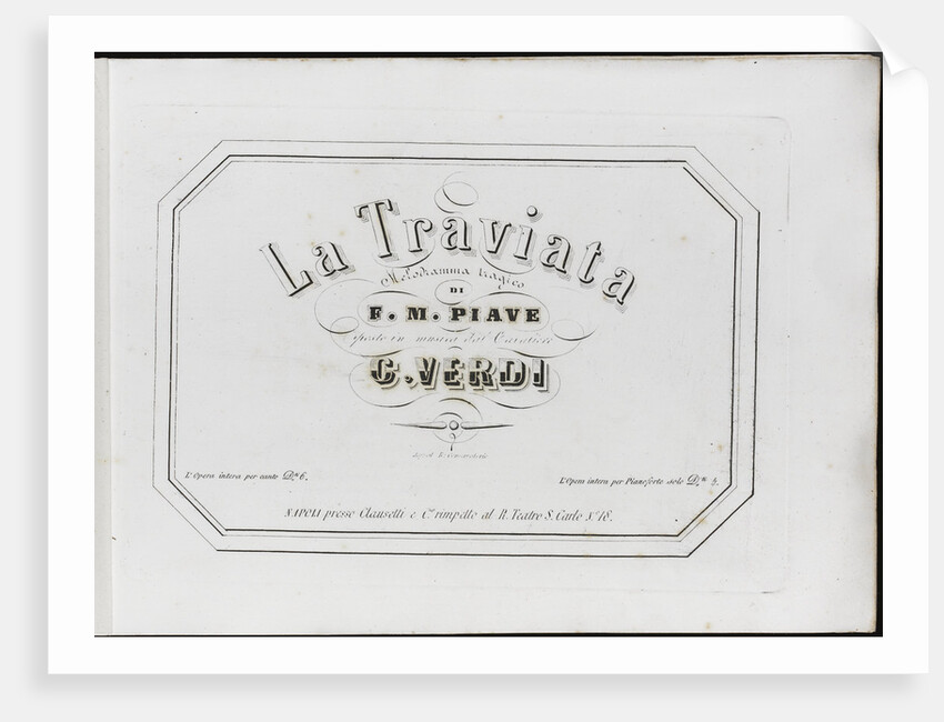 La Traviata: first edition of the original version, 1854 by Anonymous