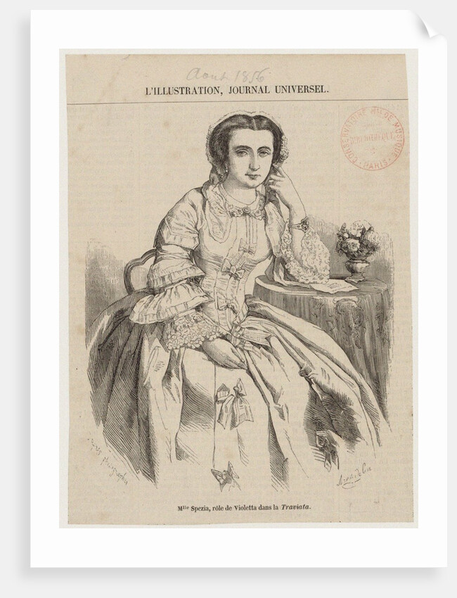 Maria Spezia as Violetta in Opera La Traviata by Giuseppe Verdi, 1856 by Anonymous