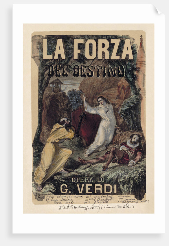Poster for the opera La forza del destino by Giuseppe Verdi, c. 1870 by Anonymous