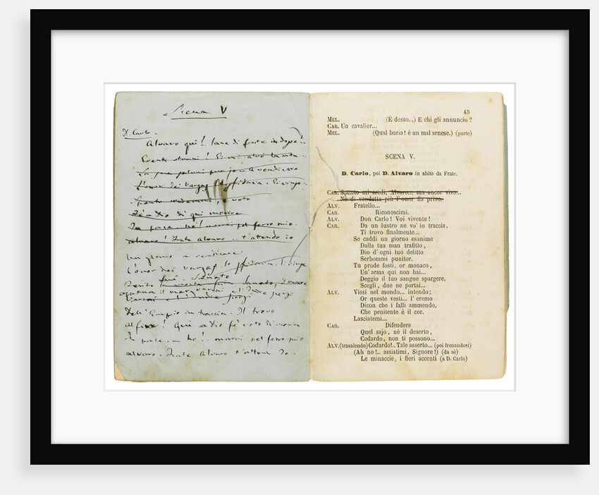 Libretto of the opera La forza del destino by F. M. Piave, revised by the composer, 1863 by Anonymous