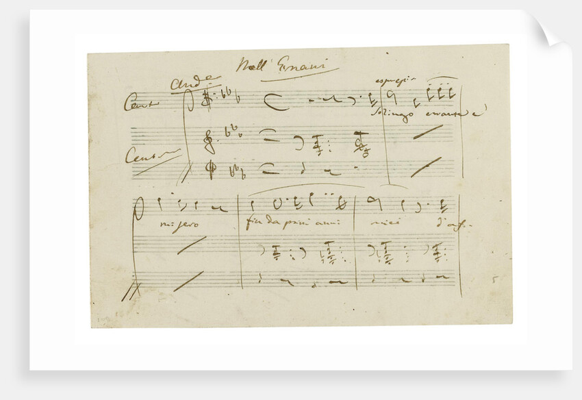 The autograph manuscript: Opera Ernani, final aria Solingo, errante e misero, Early 1840s by Anonymous