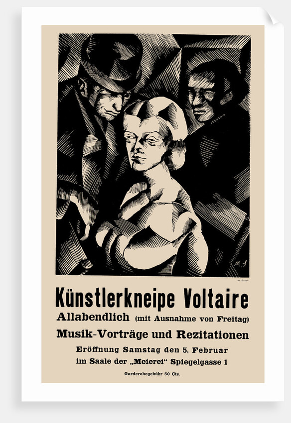 Poster for the opening of the Cabaret Voltaire on 1916-02-05, 1916 by Anonymous