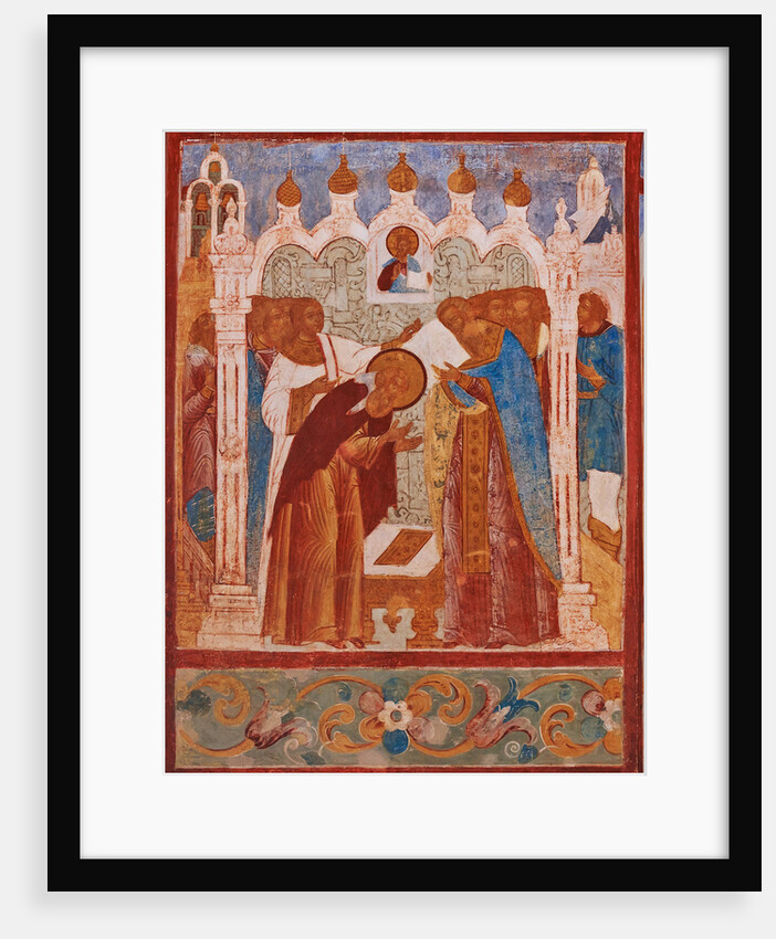 Monastic consecration of Saint Abraham of Rostov. Fresco of the Church of Saint John The Apostle in by Anonymous