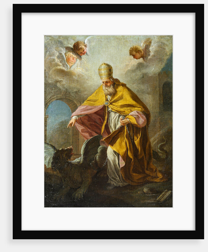 Pope Sylvester I slaying a dragon, 18th century by Anonymous