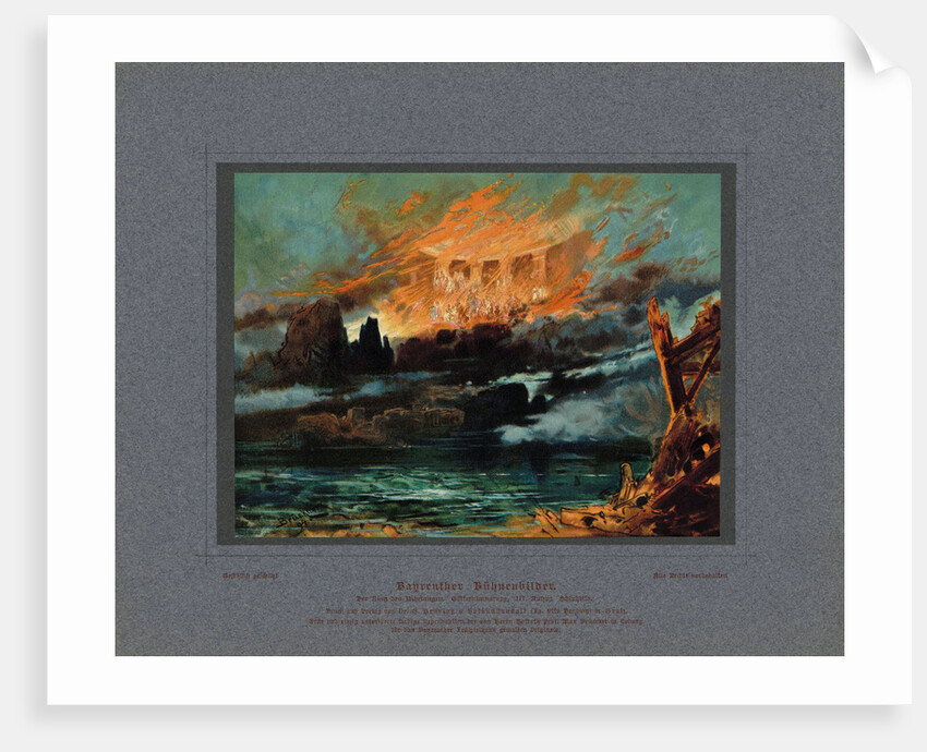 Valhalla on fire. Stage design for the opera Twilight of the Gods by Richard Wagner, 1896 by Anonymous