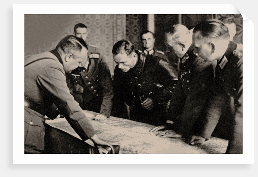 General Heinz Guderian (2nd from right) and the Red Army commissar Borovensky (3nd from right) durin by Anonymous