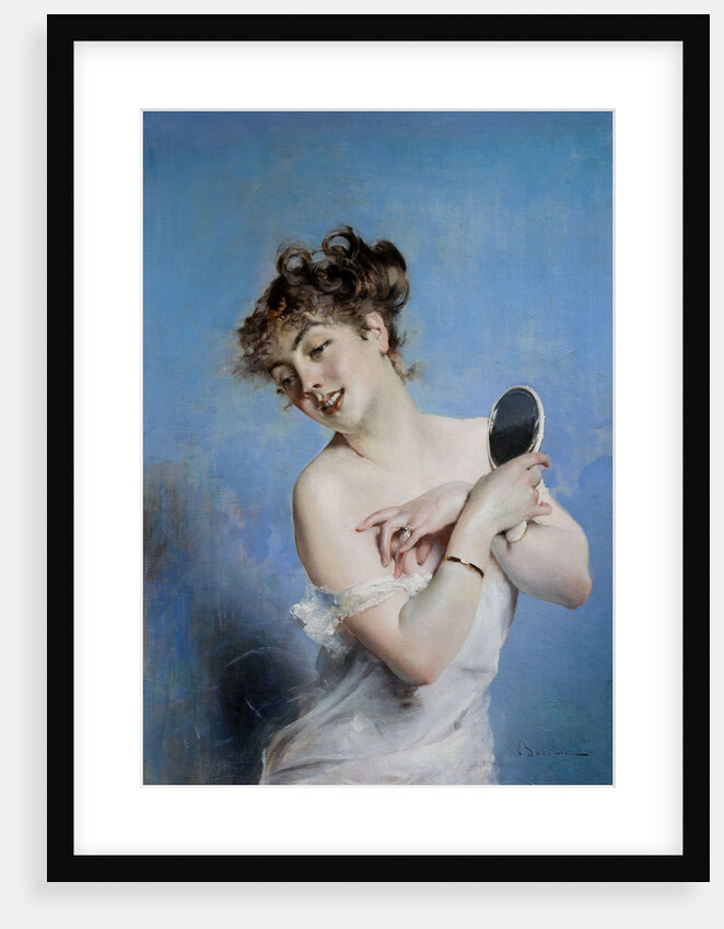 La Toilette (Young Woman in Déshabillé with a Mirror), c. 1880 by Anonymous